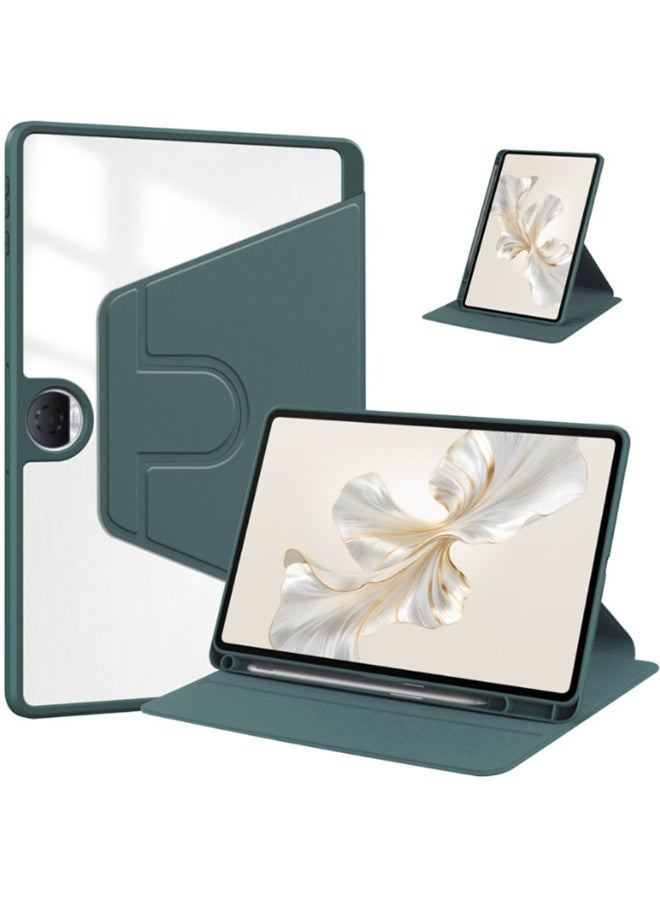 for Honor Pad 9 12.1 Inch Case Cover, Tablet Protective Case  , Acrylic 360 ° Rotating Design, Automatic Wake-up/sleep, Soft Leather,Green - Image 1